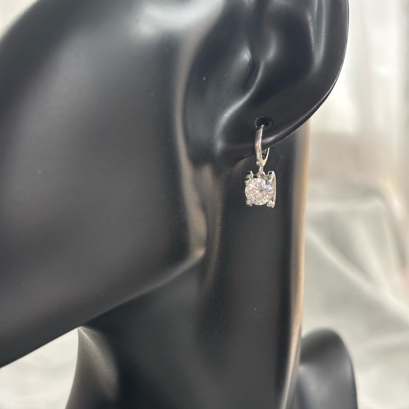 Moissanite Sterling Silver Huggie Drop Earrings 2ct total
